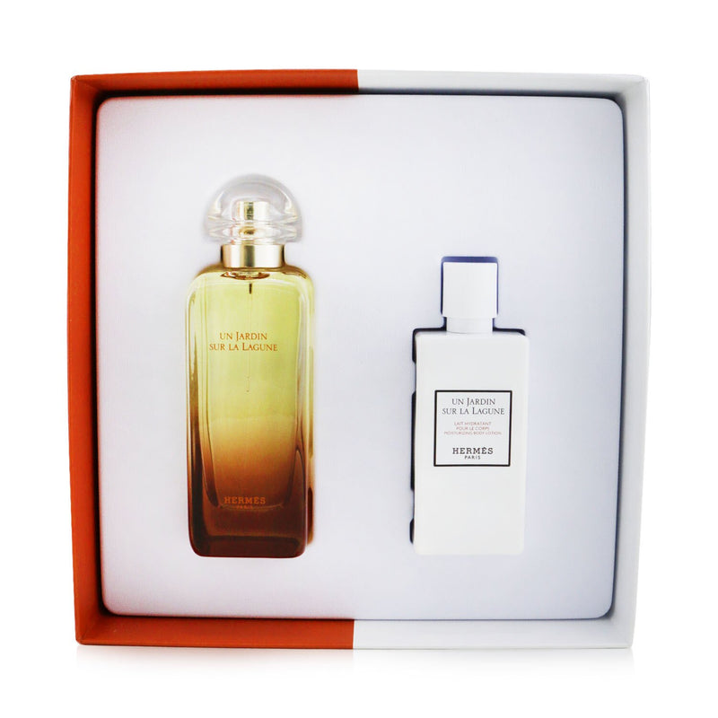 Hermes Un Jardin Sur La Lagune Coffret: Eau De Toilette Spray 100ml/3.3oz + Moisturizing Body Lotion 80ml/2.7oz 