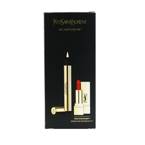 Yves Saint Laurent All Lights On Me Set (1xTouche Eclat  2.5ml/0.08oz + 1x Mini Rouge Pur Couture) - #2 (Luminous Ivory)  2pcs