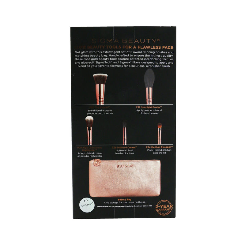 Sigma Beauty Iconic Brush Set (5x Rose Gold brush + 1x Bag)  5pcs+1bag
