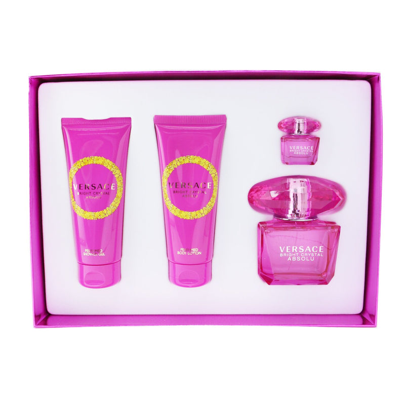 Versace Bright Crystal Absolu Coffret: Eau De Parfum Spray 90ml + Body Lotion 100ml +Eau De Parfum 5ml + Shower Gel 100ml 