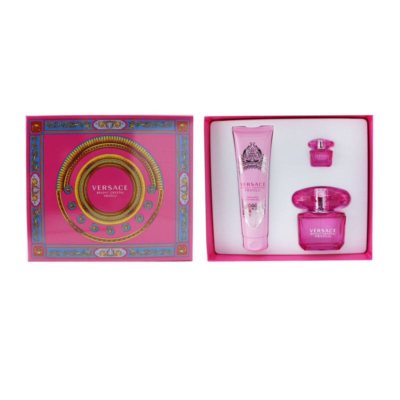 Versace Bright Crystal Absolu Coffret: Eau De Parfum Spray  90ml/3oz + Shower Gel  150ml/5oz + Eau De Parfum 5ml/0.17oz 