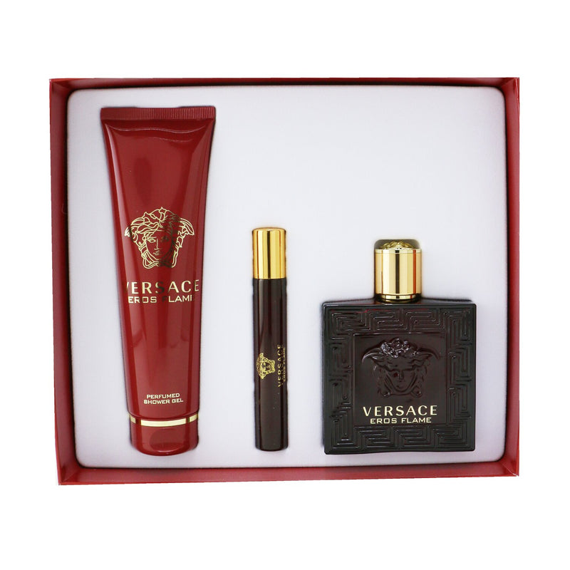 Versace Eros Flame Coffret: Eau De Parfum Spray 100ml/3.4oz + Eau De Parfum Spray 10ml/0.3oz + Shower Gel 150m/5oz 