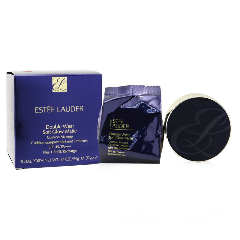 Estee Lauder Double Wear Soft Glow Matte Cushion Makeup SPF 45 With Extra Refill - # 1C0 Shell  2x12g/0.42oz