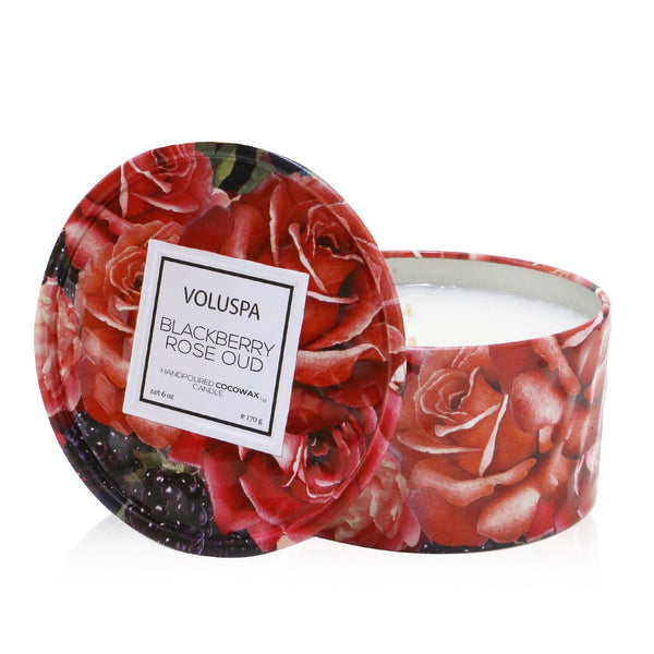 Voluspa 2 Wick Tin Candle - Blackberry Rose Oud 