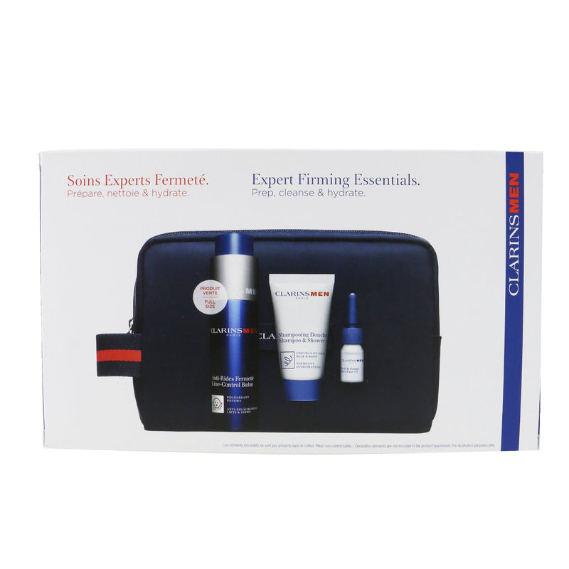 Clarins Men Expert Firming Essentials Set: Line-Control Balm 50ml + Shampoo & Shower 30ml + Shave Ease oil 3ml 