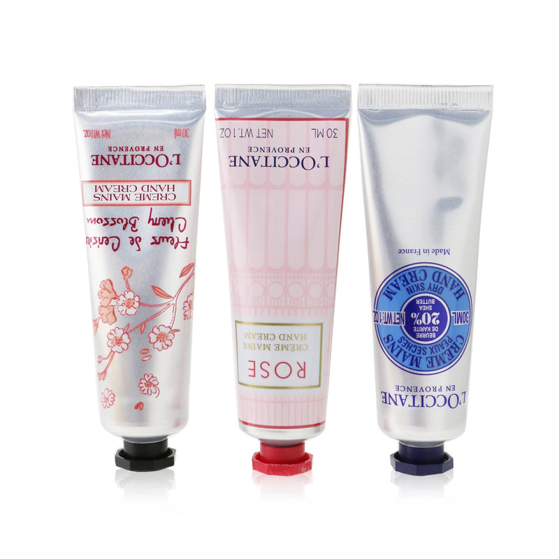 L'Occitane Lovelier Hands Set: 2xRose Hand Cream 30ml+2x Shea Butter Hand Cream 3ml+2x Cherry Blossom Hand Cream 30ml  6x30ml/1oz