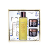 Fresh Black Tea Firming Beauty Bundle Set: Soy Face Cleanser - 20ml/0.6oz + Black Tea Kombucha Facial Treatment Essence - 150ml/5oz +  Black Tea Firming Overnight Mask - 30ml/1oz + Black Tea Firming Corset Cream - 30ml/1oz 