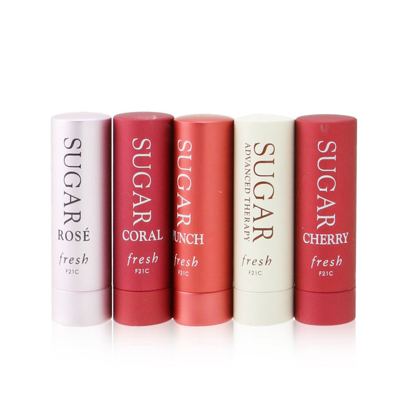 Fresh Sugar Lip Treatment Set: Sugar Lip Treatment Advanced Therapy - 2.2g/0.07oz +  4x Mini Sugar Lip Treatment SPF 15 (#Rose, #Coral, #Punch, #Cherry) 