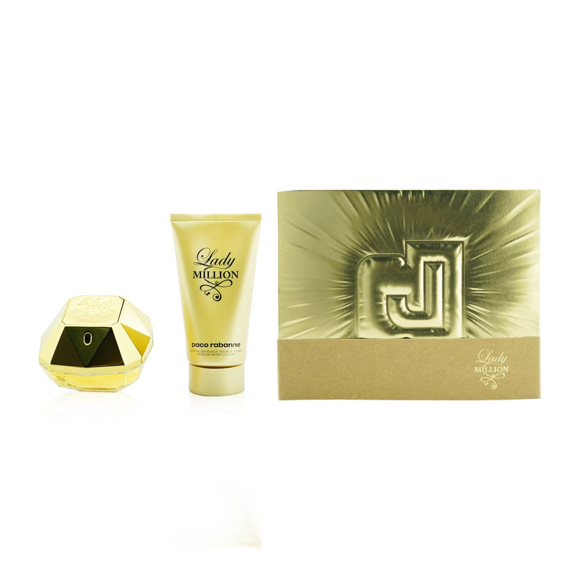 Paco Rabanne Lady Million Coffret: Lady Million Eau De Parfum Spray 50ml/1.7oz + Sensual Body Lotion 75ml/2.5oz 