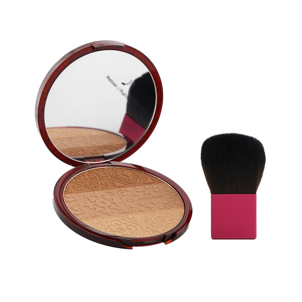 Clarins Bronzing Compact Set (1x Bronzing Compact, 1x Brush, 1x Pouch)  2pcs+1Pouch