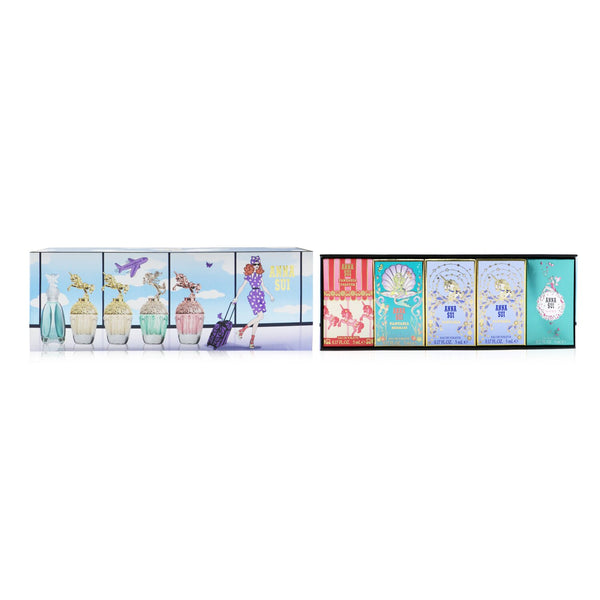 Anna Sui Compact Miniature Coffret: Secret Wish Eau De Toilette 5ml + Fantasia Eau De Toilette 5ml x2 + Fantasia Mermaid Eau De Toilette 5ml + Fantasia Forever Eau De Toilette 5ml  5pcs