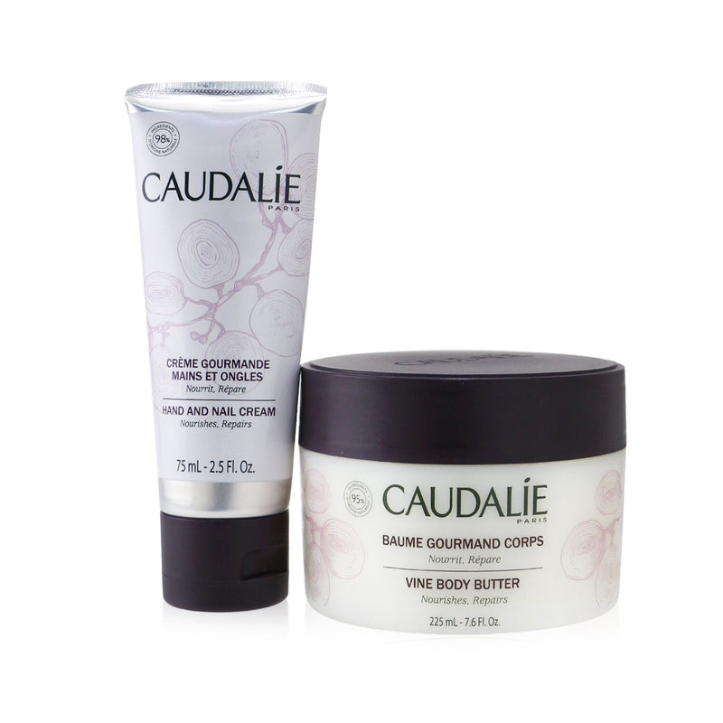 Caudalie Cocooning Body Care Set: Vine Body Butter 225ml/7.6oz + Hand and Nail Cream 75ml/2.5oz  2pcs