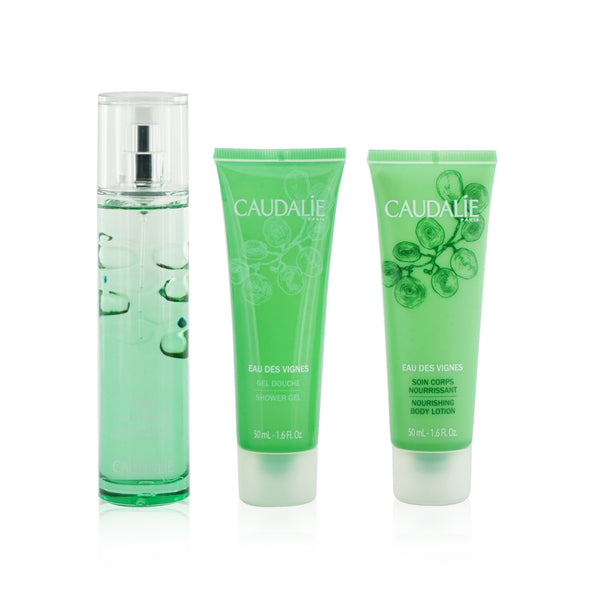 Caudalie Eau Des Vignes Christmas Coffret: Fresh Fragrance Spray 50ml + Shower Gel 50ml + Body Lotion 50ml (Green Line) 