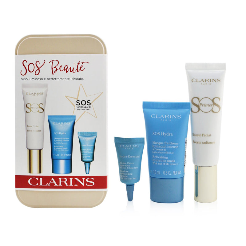 Clarins SOS Beaute Set (1x Primer 30ml + 1x Mask 15ml + 1x Lip Balm 3ml) - 00 Universal Light 