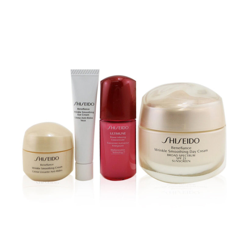 Shiseido Smooth Skin Sensations Set: Benefiance Day Cream SPF23 50ml + Ultimune Concentrate 10ml + Benefiance Smoothing Cream 15ml + Benefiance Eye Cream 5ml  4pcs