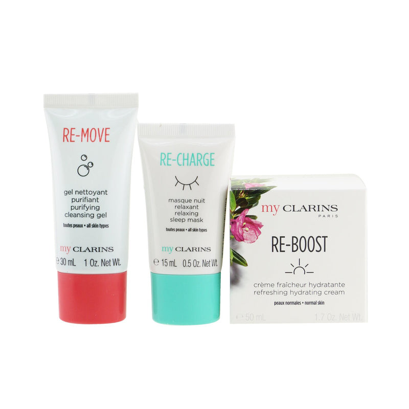 Clarins My Clarins The Essentials Set: Re-Boost Hydrating Cream 50ml+ Re-Move Cleansing Gel 30ml+ Re-Charge Sleep Mask 15ml 
