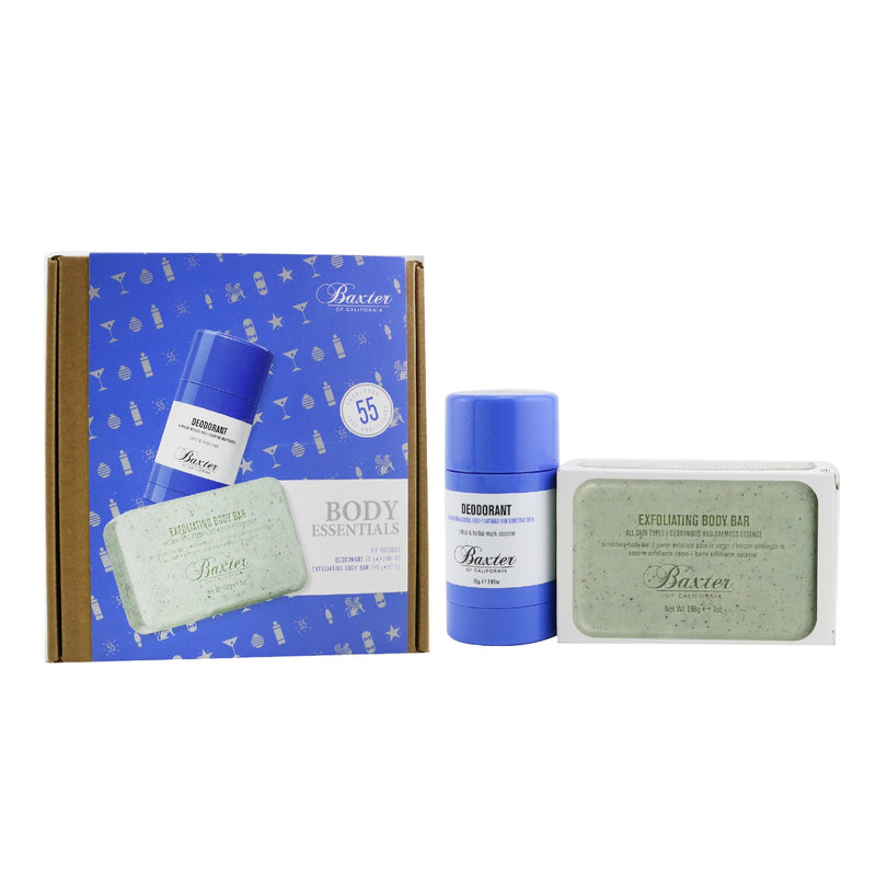 Baxter Of California Body Essentials 2-Pieces Full Size Set: Deodorant 75g + Exfoliating Body Bar 198g  2pcs