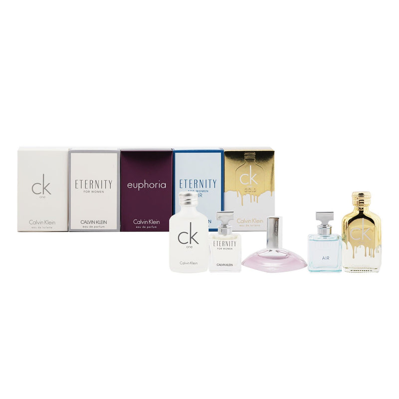 Calvin Klein Deluxe Fragrance Travel Collection: CK One EDT 10ml + CK One Gold EDT 10ml + Eternity EDP 5ml + Eternity Air EDP 5ml + Euphoria EDP 4ml (Box Slightly Damaged)  5pcs