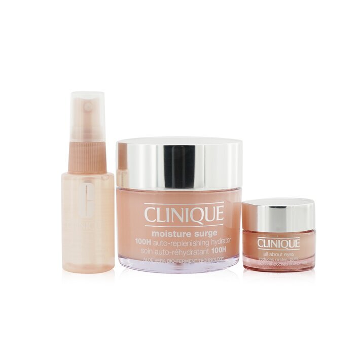 Clinique Moisture Surge Set: Moisture Surge 100H + All About Eyes 15ml+ Moisture Surge Face Spray Thirsty Skin Relief 30ml 3pcs 125ml