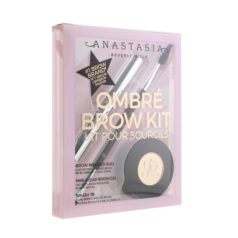 Anastasia Beverly Hills Ombre Brow Kit (Brow Powder Duo + Mini Clear Brow Gel + Brush 7B) - # Dark Brown  3pcs