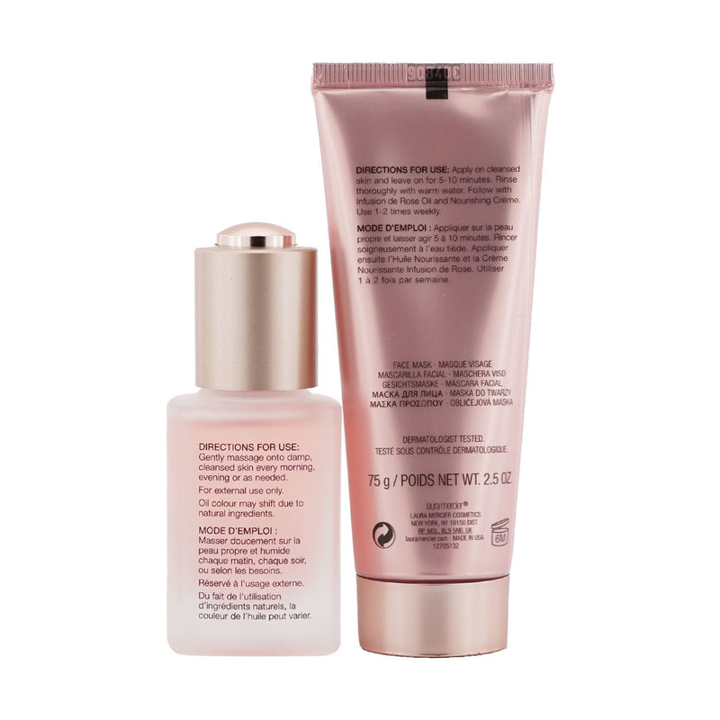 Laura Mercier Rose Ritual Purifying & Nourishing Glow Set: 1x Flawles Skin Infusion De Rose Purifying Clay Mask - 75g/2.5oz + 1x Flawless Skin Infusion De Rose Nourishing Oil - 30ml/1oz 