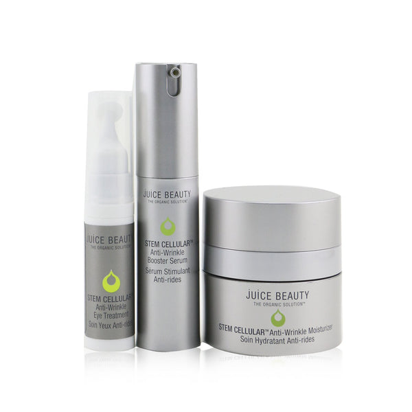 Juice Beauty Anti-Wrinkle Solutions Set: 1x Stem Cellular Anti-Wrinkle Moisturizer - 15ml/0.5oz + 1x Stem Cellular Anti-Wrinkle Booster Serum - 15ml/0.5oz + 1x Stem Cellular Anti-Wrinkle Eye Treatment - 7.5ml/0.25oz 