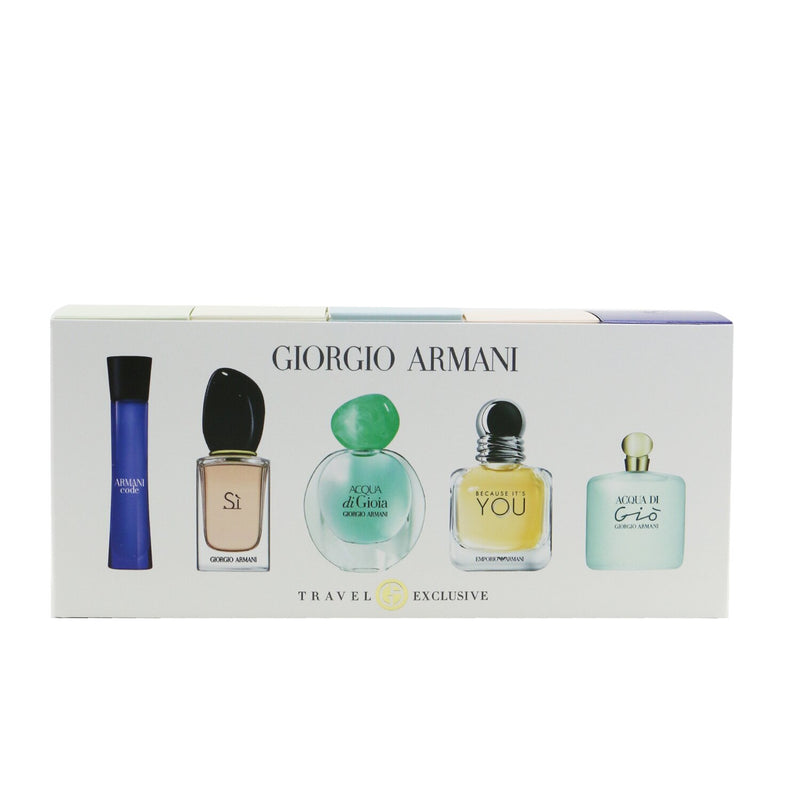 Giorgio Armani Miniature Coffret: Si EDP 7ml, Acqua Di Gioia EDP 5ml, Code Femme EDT 3ml, Acqua Di Gio EDP 5ml, Emporio Armani Because It's You EDP 7ml 