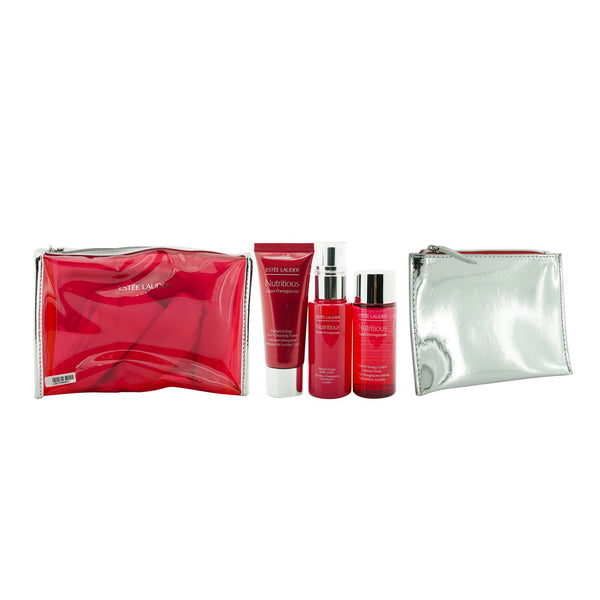 Estee Lauder Nutritious Super-Pomegranate Radiant Travel Set: Milky Lotion 30ml+ Energy Lotion Intense Moist 30ml+ Cleansing Foam 30ml+...  3pcs+2bags