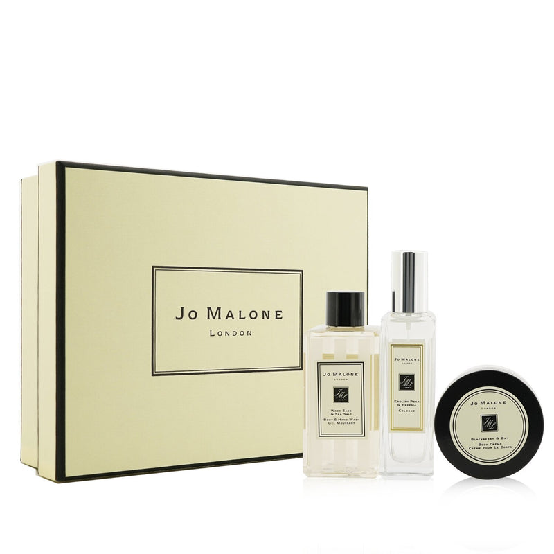 Jo Malone Fragrance Layering Collection: English Pear & Freesia Cologne Spray 30ml + Blackberry & Bay Body Cream 50ml + Wood Sage & Sea Salt Body Wash 100ml 