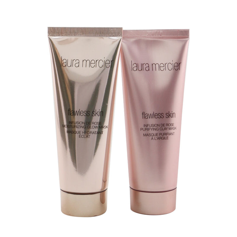 Laura Mercier Infusion De Rose Mask Duo Set: Flawless skin moisturizing glow mask 75g/2.5oz + Flawless skin ...(Box Slightly Damaged) 