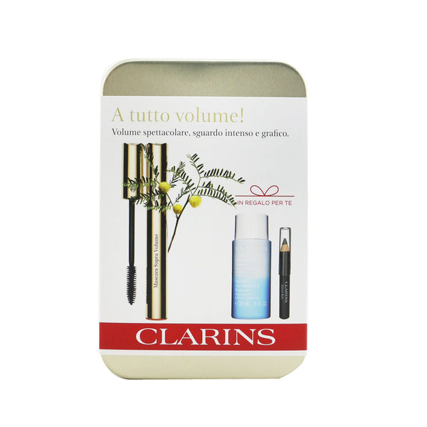 Clarins Mascara Supra Volume Set: Mascara 8ml + Instant Eye Make Up Remover 30ml + Mini Crayon Khol  3pcs