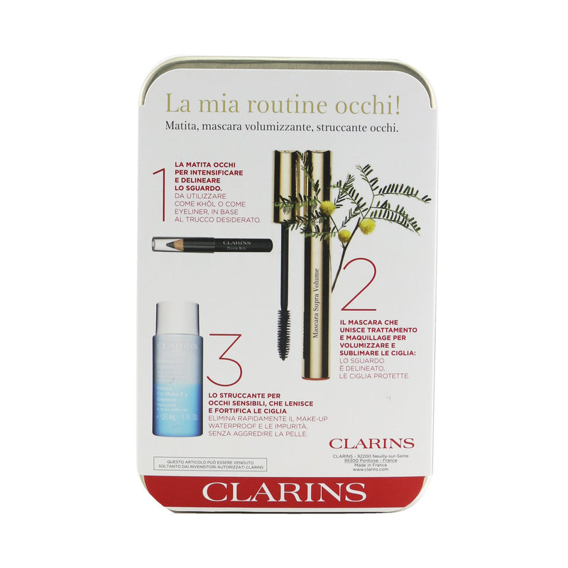 Clarins Mascara Supra Volume Set: Mascara 8ml + Instant Eye Make Up Remover 30ml + Mini Crayon Khol  3pcs