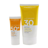 Clarins Golden Summer Sunday Gift Set: Sun Care Body Cream SPF 30 150ml+ Dry Touch Sun Care Cream For Face SPF 50 30ml  2pcs