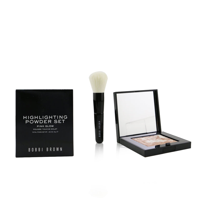 Bobbi Brown Highlighting Powder Set (1x Highlighting Powder + 1x Mini Face Brush) - #Pink Glow  2pcs