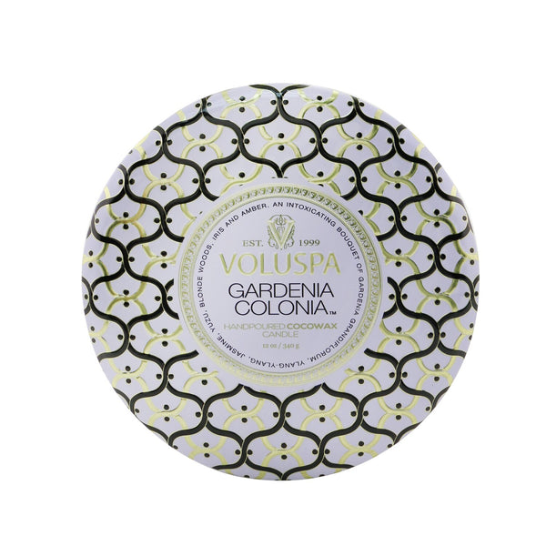 Voluspa 3 Wick Decorative Tin Candle - Gardenia Colonia 