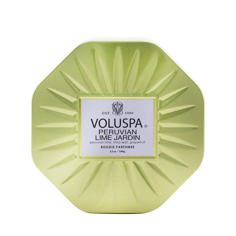 Voluspa 3 Wick Octagon Tin Candle - Peruvian Lime Jardin 