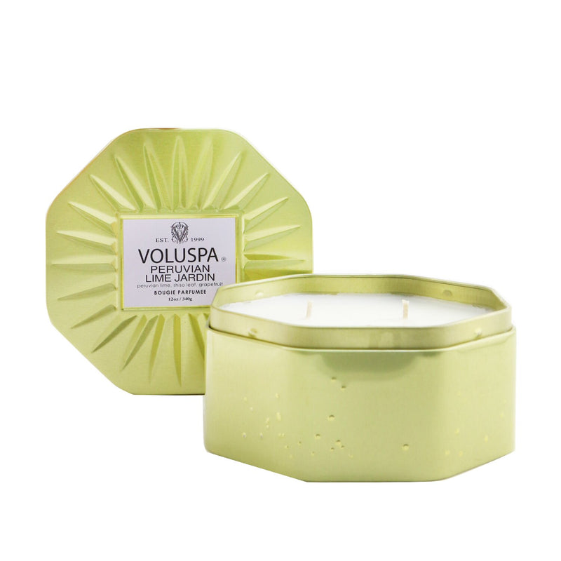 Voluspa 3 Wick Octagon Tin Candle - Peruvian Lime Jardin 