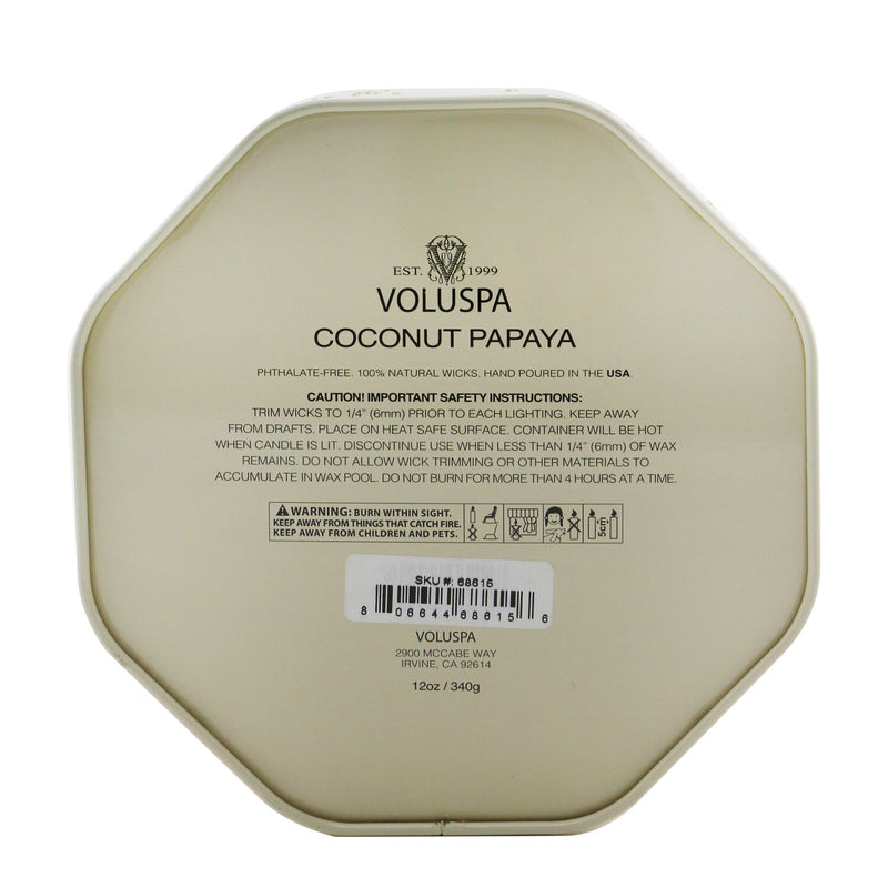 Voluspa 3 Wick Octagon Tin Candle - Coconut Papaya 