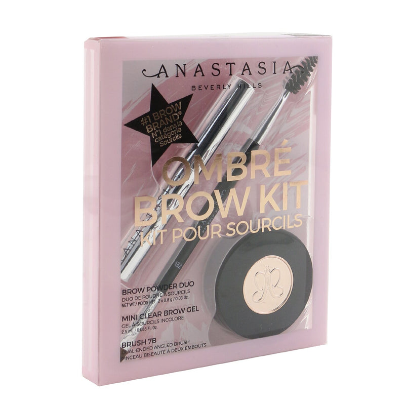 Anastasia Beverly Hills Ombre Brow Kit (Brow Powder Duo + Mini Clear Brow Gel + Brush 7B) - # Ebony  3pcs