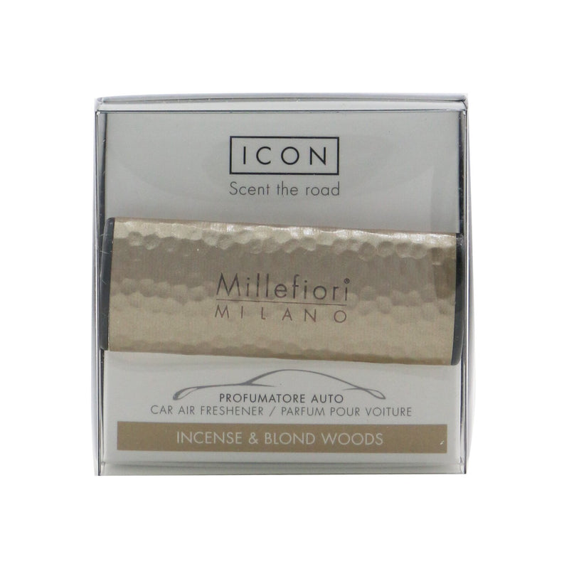 Millefiori Icon Metal Shades Car Air Freshener - Incense & Blond Woods 