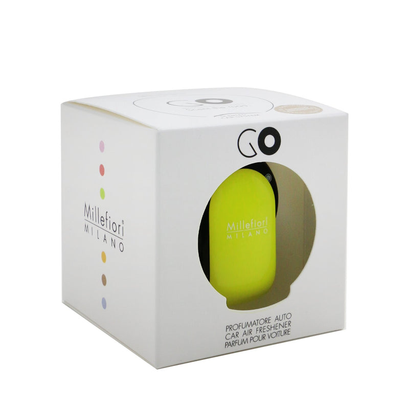 Millefiori Go Car Air Freshener - Sandalo Bergamotto (Lime Yellow Case) 