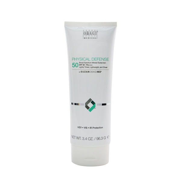 Obagi SUZANOBAGIMD Physical Defense Broad Spectrum Mineral Sunscreen SPF 50 PA+++ (Lightly Tinted, Lightweight, & Sheer)  96.3g/3.4oz