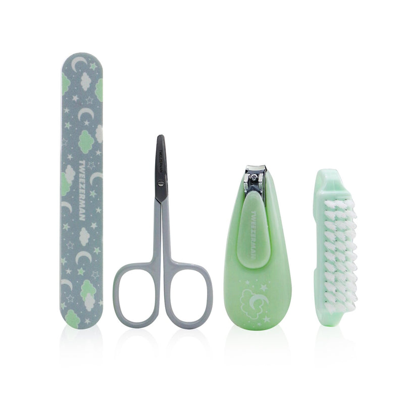 Tweezerman Baby Manicure Kit (Nail Clipper + Nail Scissors + Nail File + Brush)  4pcs