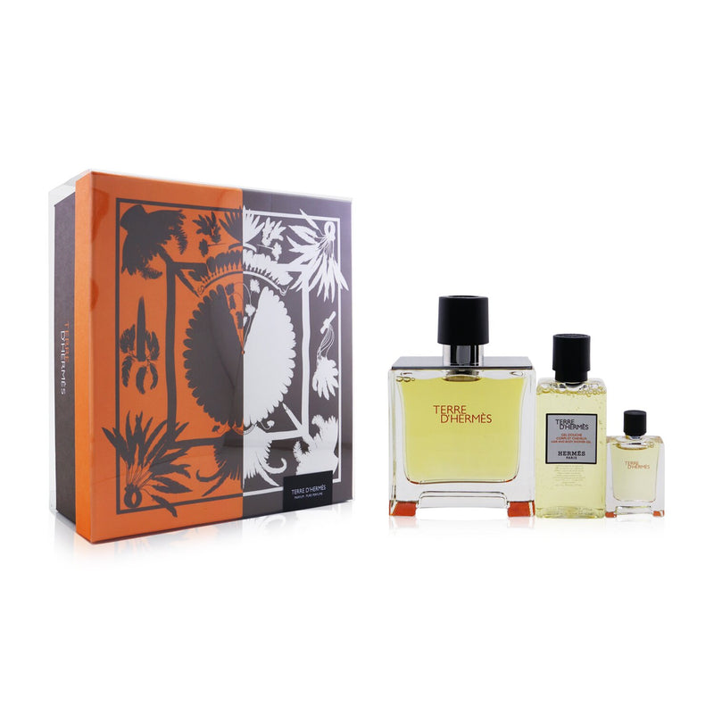 Hermes Terre D'Hermes Coffret: Pure Parfum Spray 75ml/2.53oz + Hair & Body Shower Gel 40ml/1.35oz + Pure Parfum Spray 5ml/0.17oz  3pcs