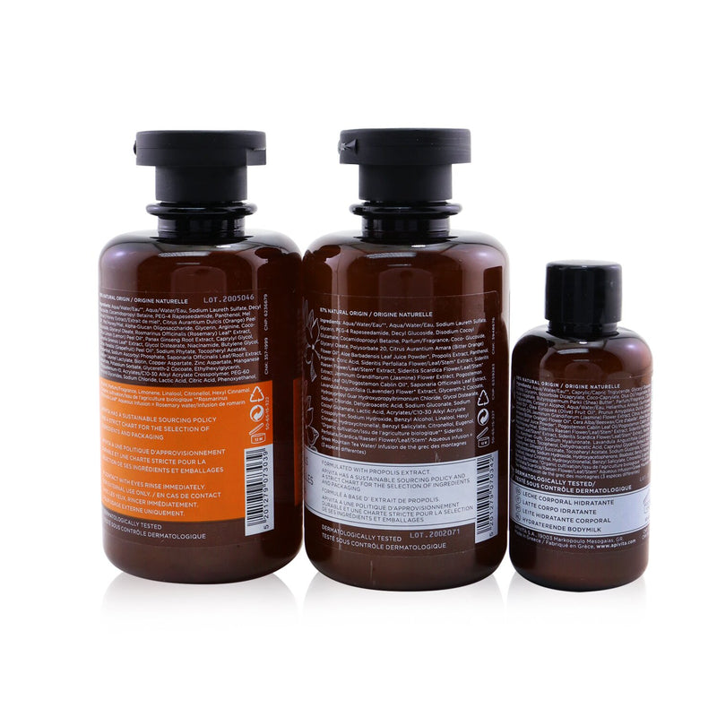 Apivita Holly Jolly Treats Set: Shine & Revitalizing Shampoo 250ml+ Pure Jasmine Shower Gel 250ml+ Pure Jasmine Body Milk 75ml  3pcs