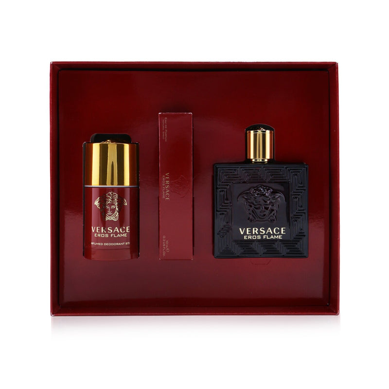 Versace Eros Flame Coffret: Eau De Parfum Spray 100ml/3.4oz + Eau De Parfum Spray 10ml/0.3oz + Deodorant Stick 75ml/2.5oz  3pcs