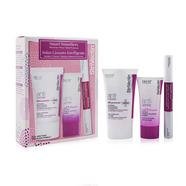 StriVectin Smart Smoothers Full Size Trio Set: Intensive Moisturizing Concentrate 60ml + Instant Wrinkle Blurring Primer 30ml + Lips Plumping & Vertical Line Treatment 2x5ml  3pcs