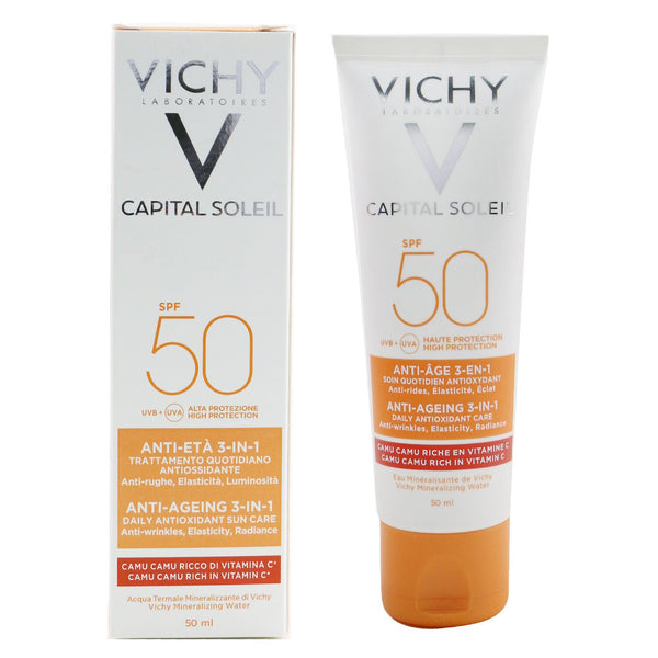 Vichy Capital Soleil Anti-Ageing 3-In-1 Daily Antioxidant Sun Care SPF 50 - Anti-Wrinkles, Elasticity, Radiance  50ml/1.69oz