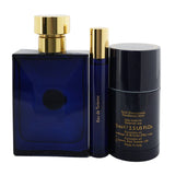 Versace Dylan Blue Coffret: Eau De Toilette Spray 100ml/3.4oz +Eau De Toilette Spray 10ml/0.3oz + Deo Stick 75g/2.5oz  3pcs