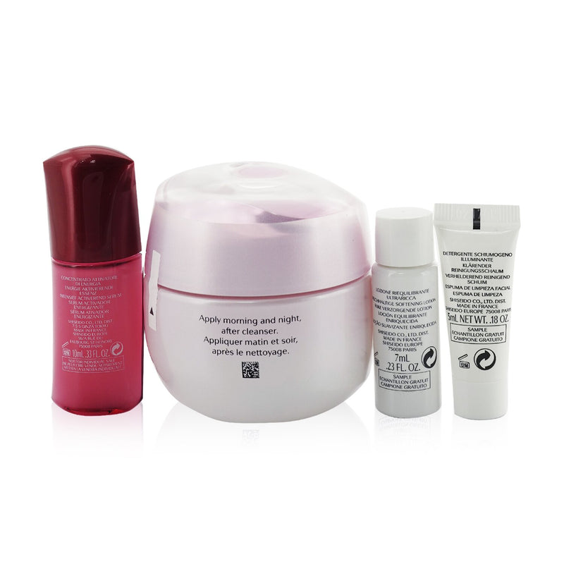 Shiseido White Lucent Holiday Set: Gel Cream 50ml + Cleansing Foam 5ml + Softener Enriched 7ml + Ultimune Concentrate 10ml  4pcs